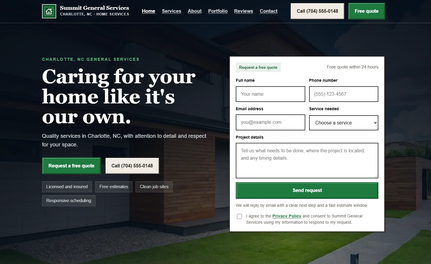 Site Summit General Services construído com o Método Local Booking